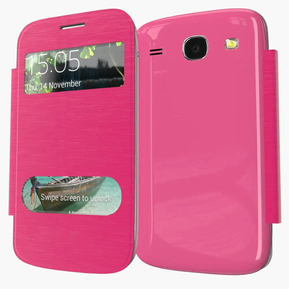 Кожаный чехол с откидной крышкой и открытым окошком для Samsung Galaxy Core i8262 i8260 8260|case