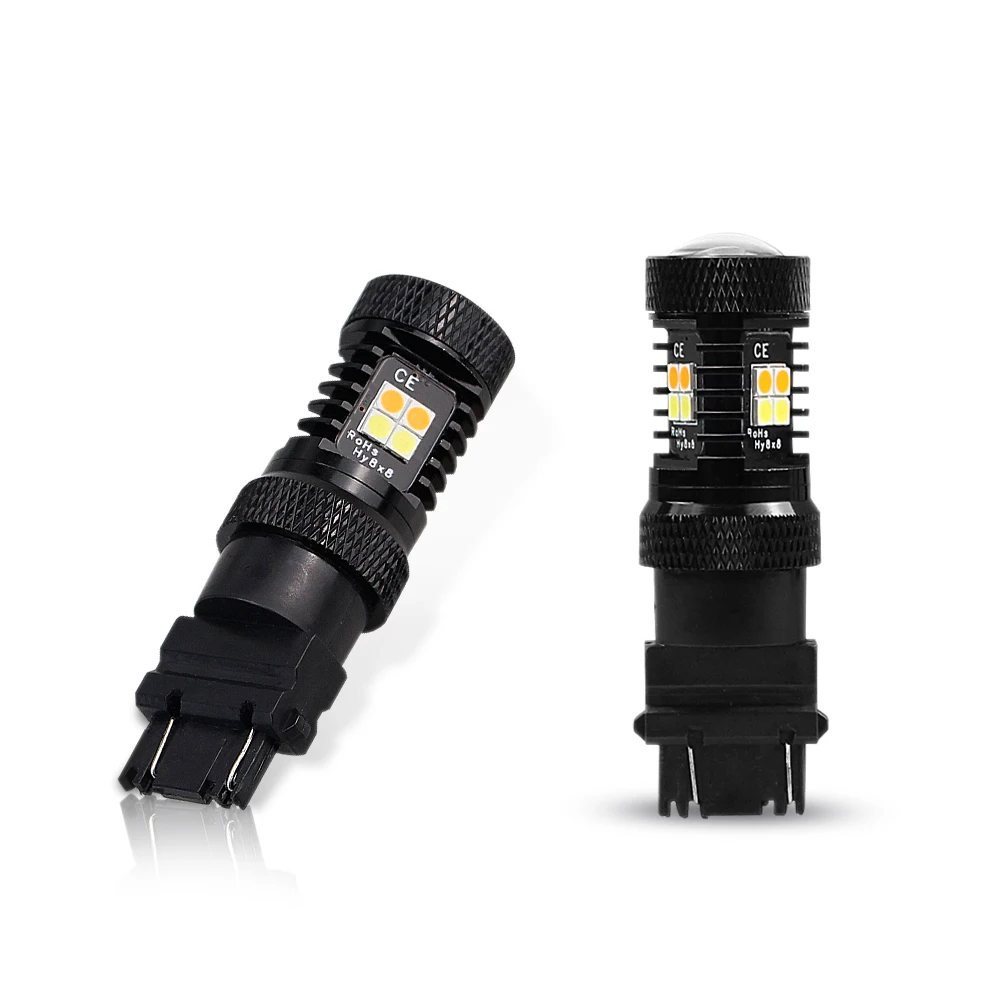 2 шт. P21W светодиодный 1156 1157 T20 BA15S 16 SMD двухцветные 3157 7443 T25 ные лампы для авто сигнал
