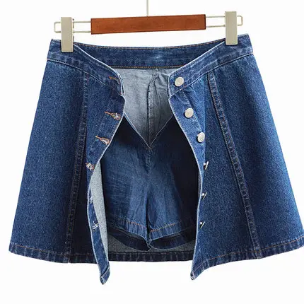 Горячие Лето 2017 г. Новый Юбки для женщин Джинсовые юбки Для s одной кнопки Jupe Femme