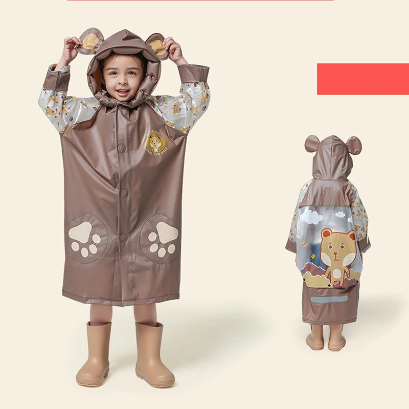 brown bear Стильный плащ с героями мультфильмов для девочек и мальчиков, детская одежда для дождливой погоды, милое дождевое пальто, дождевые инструменты для детей YY082 - Цвет: brown bear