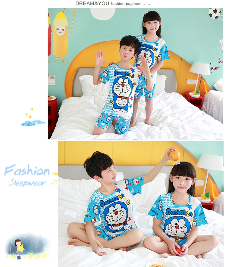 boys and girls fashion Sleepwear children's giftsNew Arrival Children's short-sleeved shorts suit cartoon cute pajamas