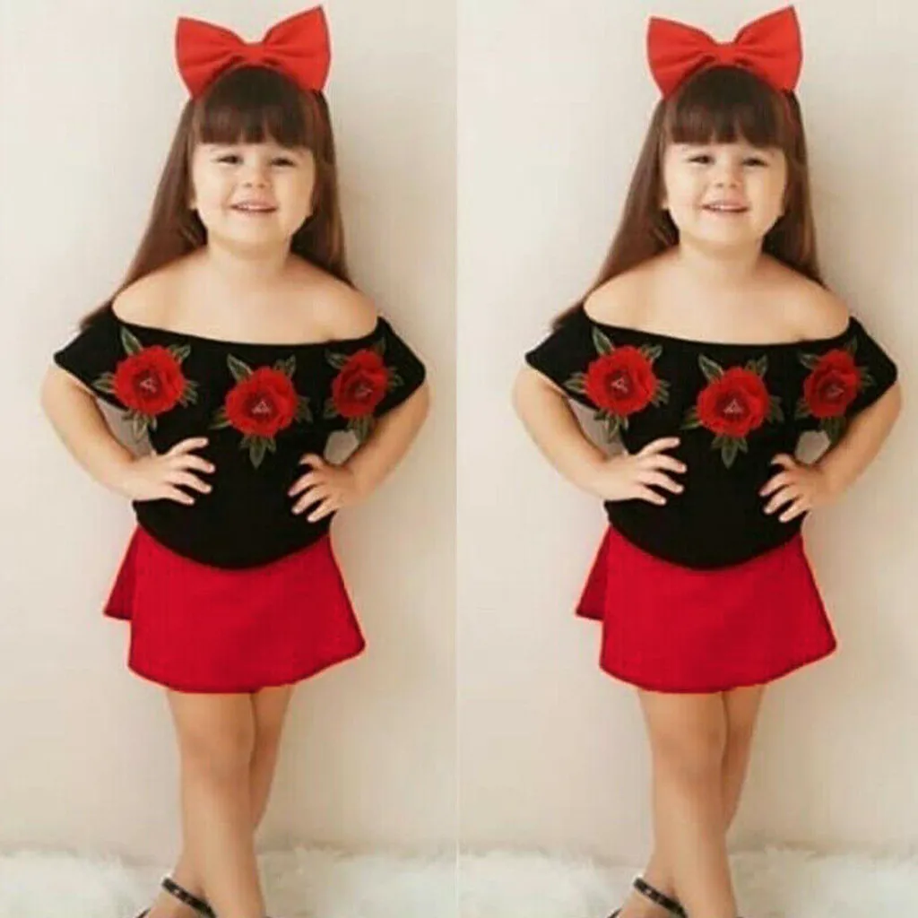 Комплекты одежды для маленьких девочек с открытыми плечами розовые топы