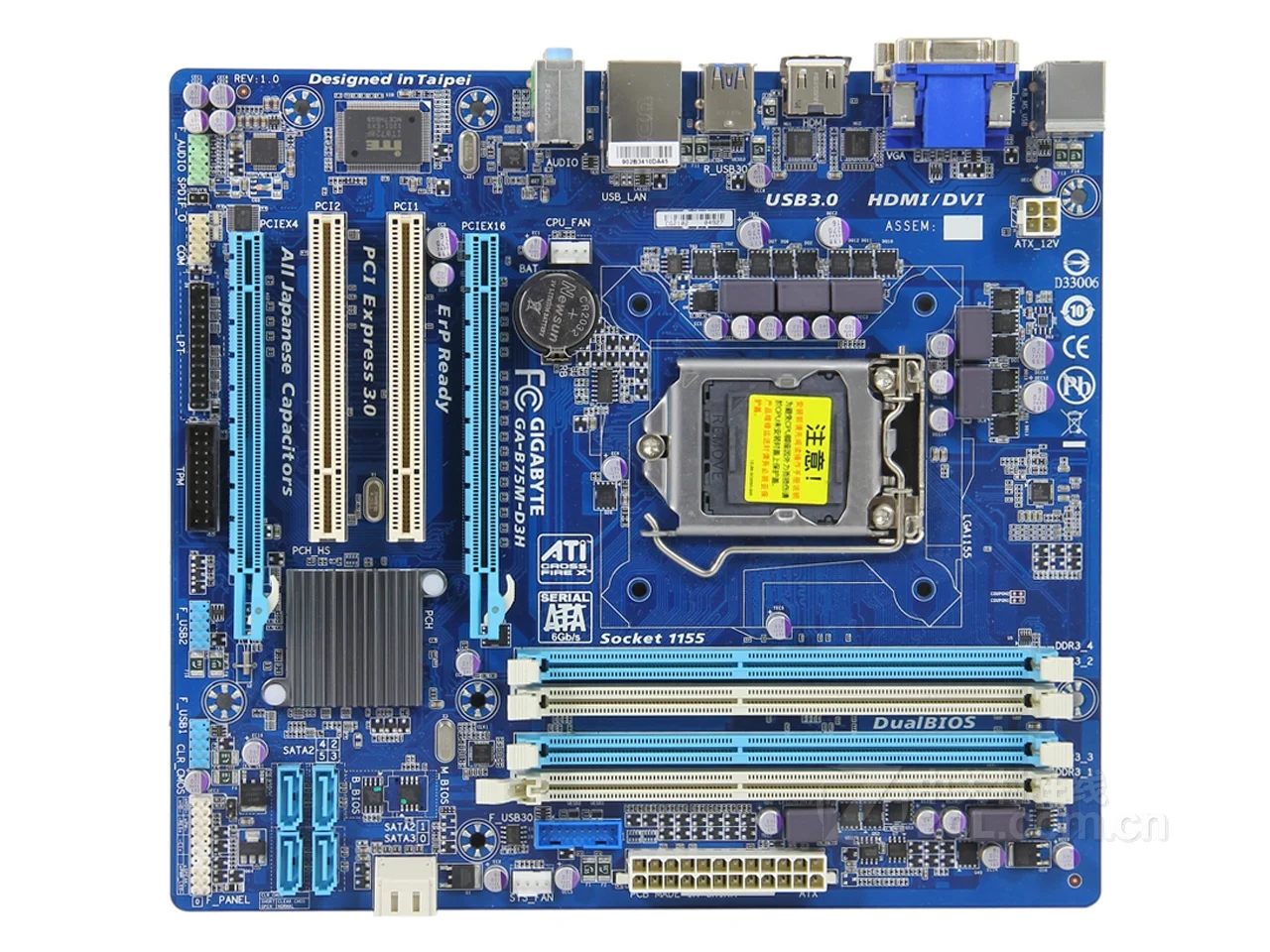 Оригинальная Материнская плата Gigabyte GA-B75M-D3H LGA 1155 DDR3 ram 32G B75 B75M D3H настольная материнская плата B75M-D3H DVI VGA HDMI USB3 б/у