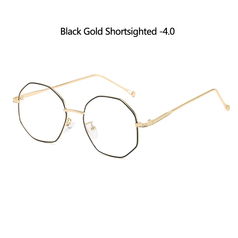 B gold myopia 4.0 Zilead, полигональные металлические очки для близорукости, женские и мужские, прозрачные близорукие очки, близорукие очки с-0.5to-4,0 - Цвет оправы: B gold myopia 4.0