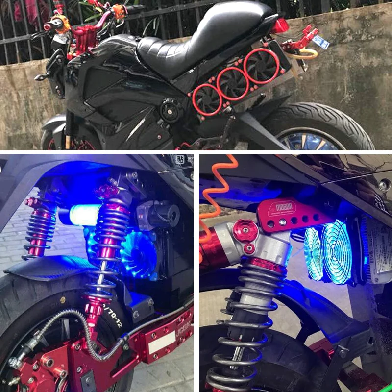 12cm LED silent waterproof cooling fan DC 12V high speed 2/3 combination radiator for motorcycle controller decoration | Компьютеры и