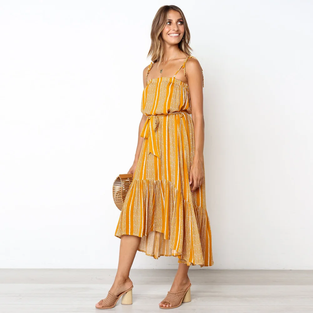 Fashion Summer Sleeveless Beach Sexy Spaghetti Strap Long Irregular Hem Maxi Floral Printed Women Dress Elegant Cocktail Party | Женская