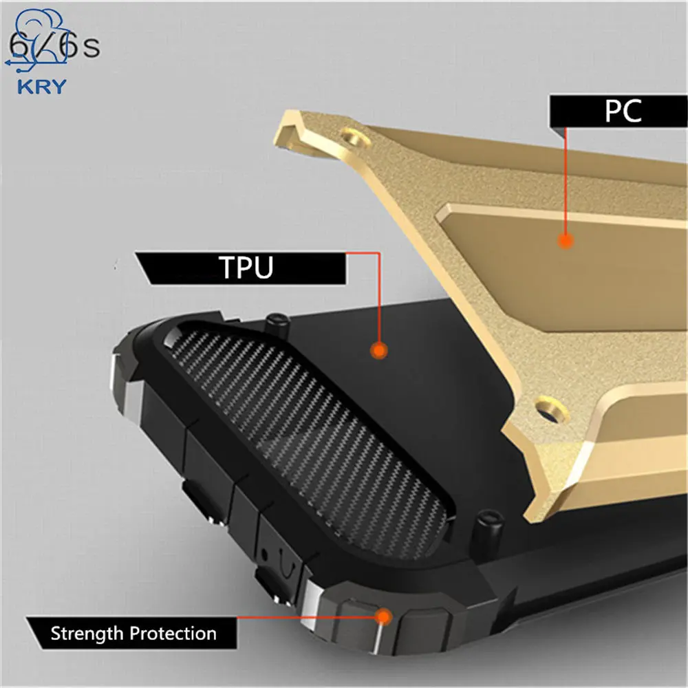 KRY Silicone Soft TPU Phone Cases For iPhone 6 Case Plus PC Plastic Dual Cover 6S Capa Coque |