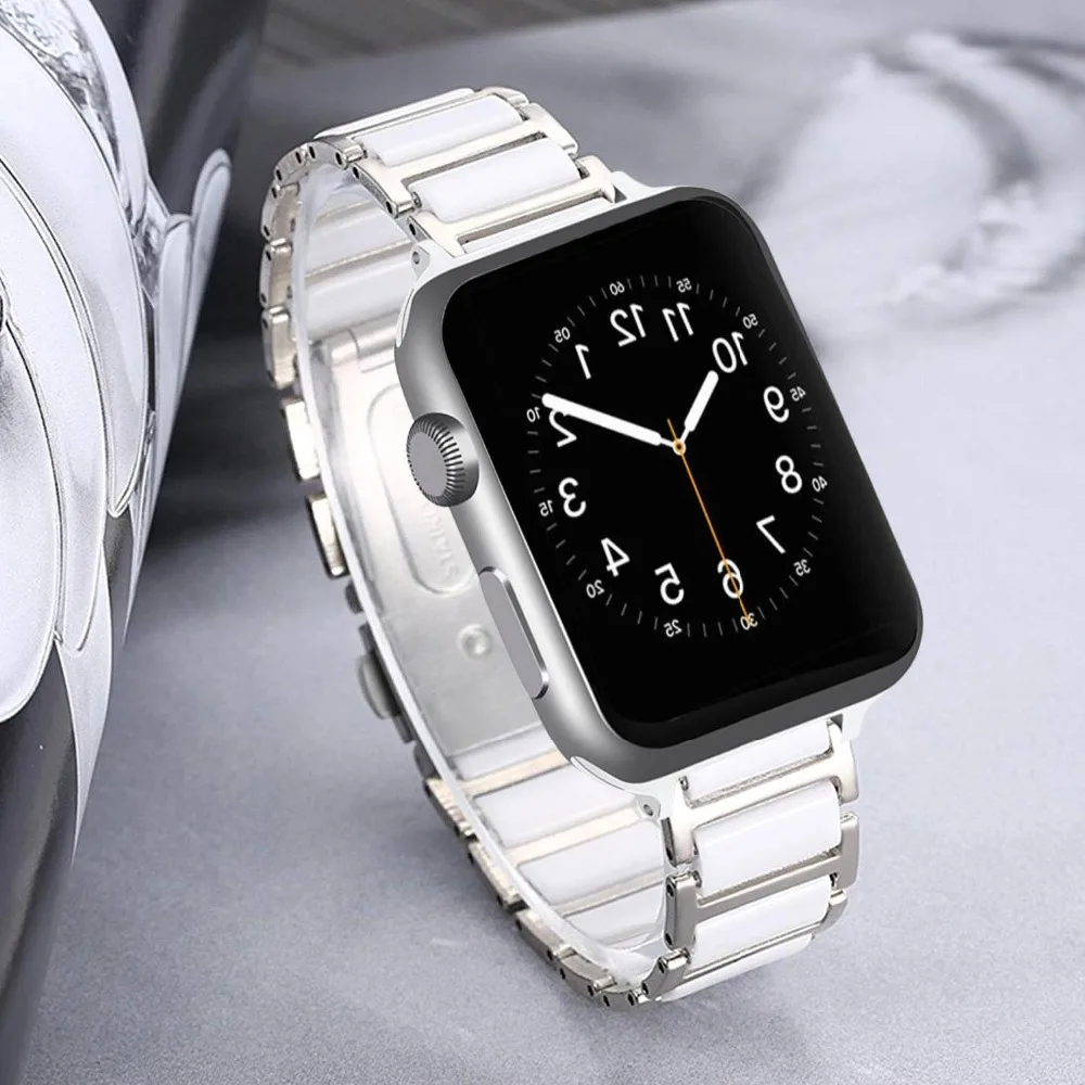 Стальной керамический ремешок для Apple Watch 5 42 мм 38 мм для iwatch 4 3 2 1 44 мм 40 мм сменный ремешок для часов аксессуары для iwatch