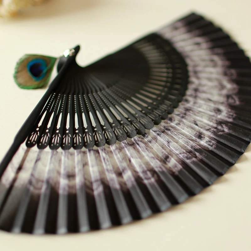Japan Silk Folding Fan Peacock Pocket DIY Handcraft Wedding Party Favors Exotic Feather Dance | Дом и сад