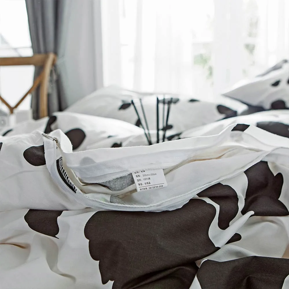 Комплект постельного белья из хлопка с принтом мультфильма Папа и мима Корова