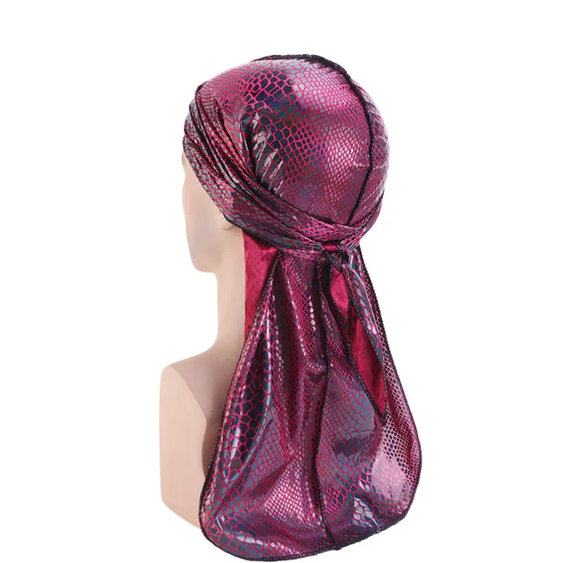 Унисекс с крокодиловым принтом шелковистые тюрбан шляпы парики Durags Doo Rag головной
