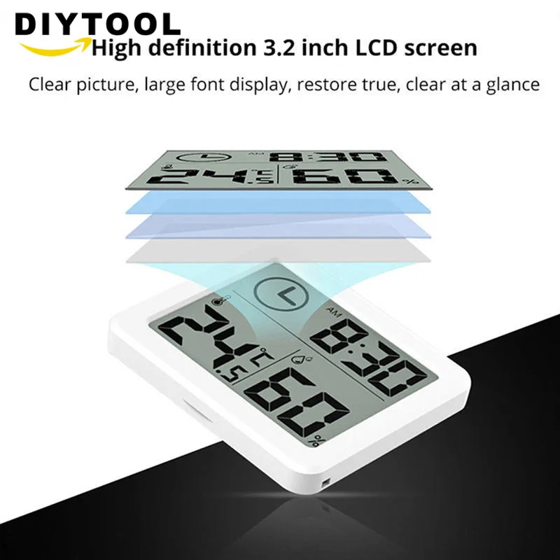 Метеостанция Крытый термометр гигрометр цифровой lcd C/F Измеритель температуры и