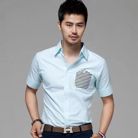 

Men shirt 2015 summer new casual brand shirts fashion male slim casual short sleeve shirt ,mens dress shirts M-XXXL