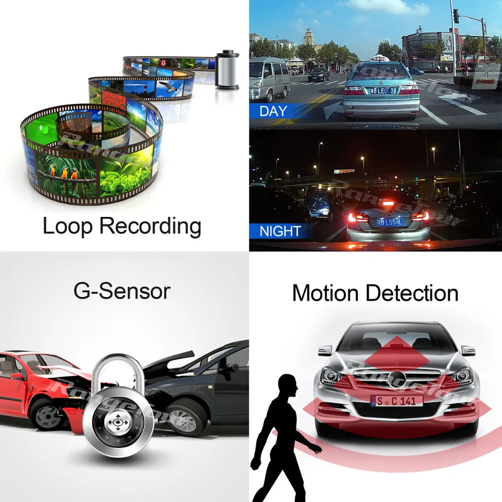 Автомобильный dvr Dashcam двойной объектив видео регистраторы сзади камера HD 1080 P