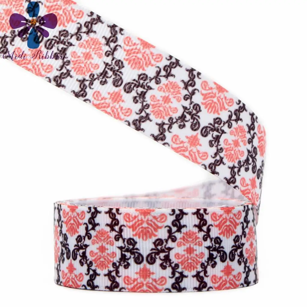 16 мм 75 Красочные Ретро цветок Барокко вихревой печати Grosgrain/Foe ленты DIY волос Bowknots