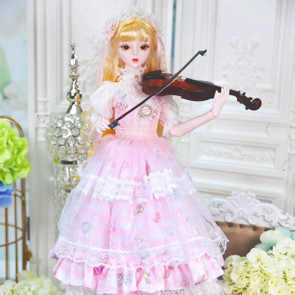 1/3 bjd куклы 62 см кукла с гибкими суставами белая кожа золотые волосы с розовой одеждой обувь головной убор, без игрушки м