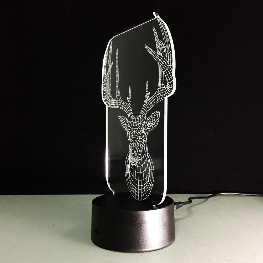 

Foreign Trade New Type Reindeer's head 3D Touch LED model Lamp 7 Color gradual changing Gifts for Christmas A48