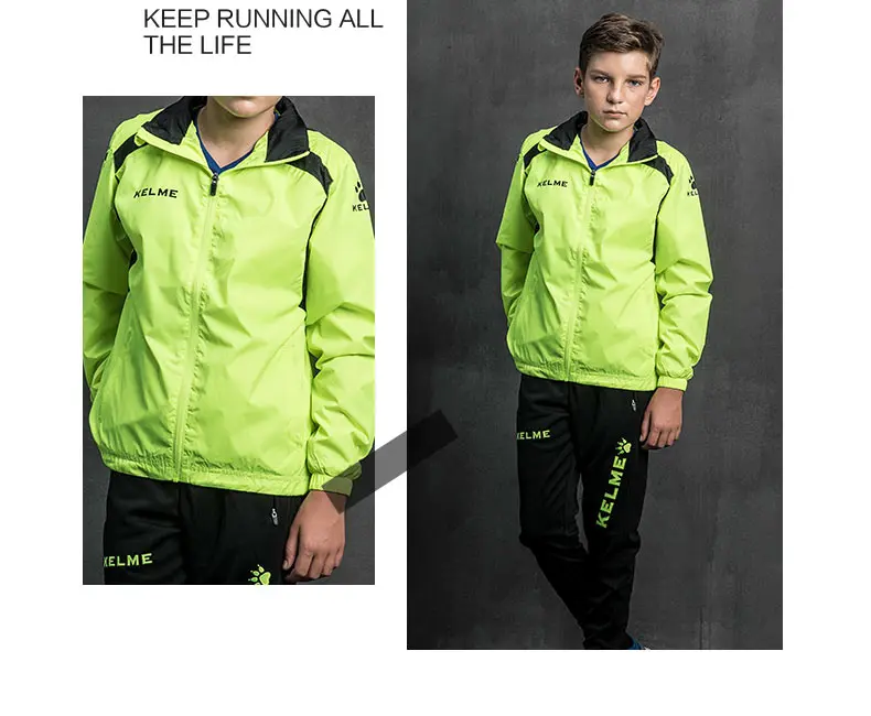 KELME, спортивное детское футбольное Джерси, куртка для спорта на открытом воздухе, мужская куртка для бега, тренировочная куртка для упражнений, ветрозащитная одежда, coatK15S607-1