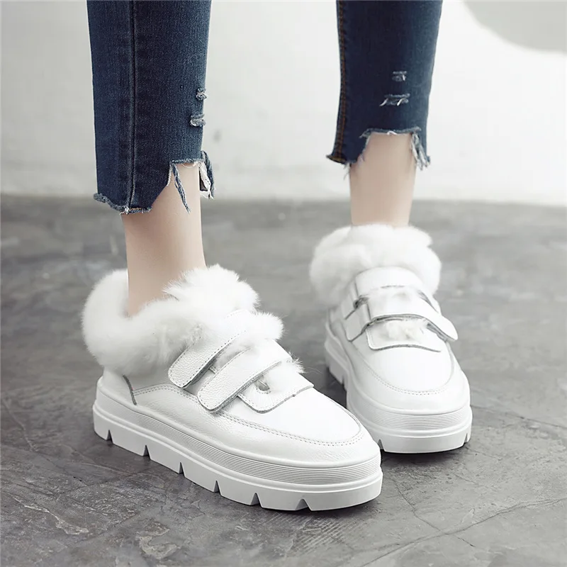 Повседневная Белая обувь женские сникерсы на платформе ангора zapatillas mujer зимняя