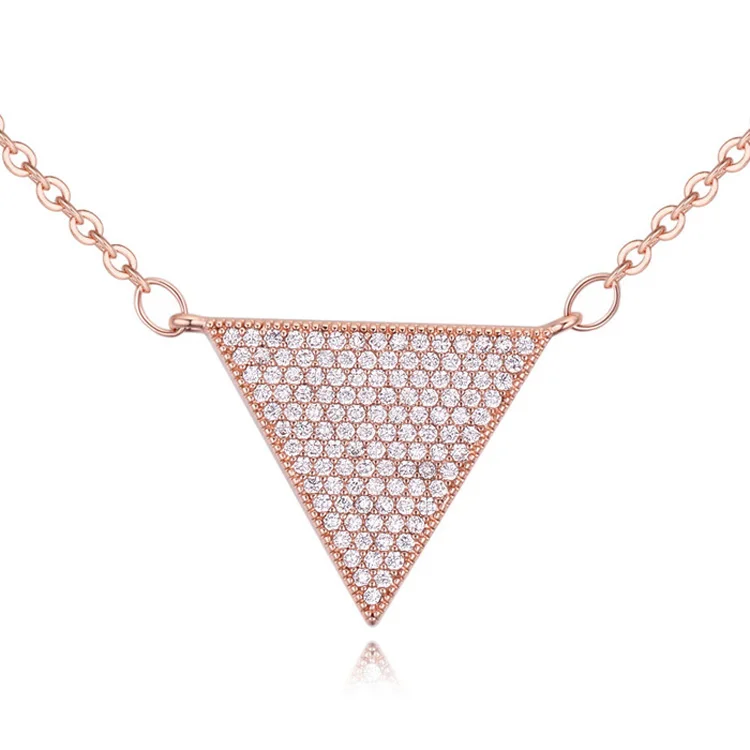 Мода Женщина Башня Пирамида Кулон Кристалл Ожерелье Позолоченное Серебро Цепи
