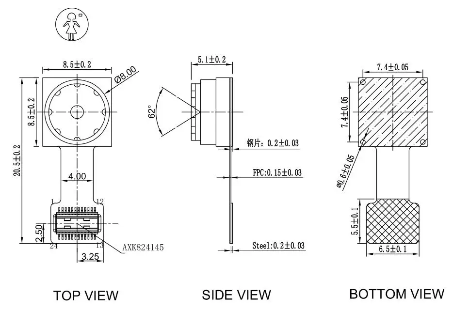 Модуль камеры с датчиком постоянного света OV5640 5 м интерфейсом 24-контактного
