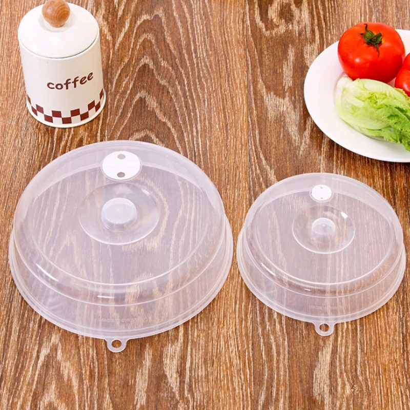 VFGTERTE 1PC Plastic Microwave Plate Cover Clear Steam Vent Splatter Lid Food Dish Kitchen Tools S/L