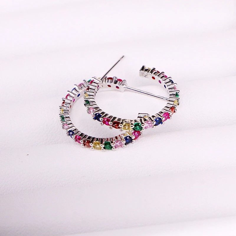 5 пар круглые серьги гвоздики с фианитами|Серьги-гвоздики| |