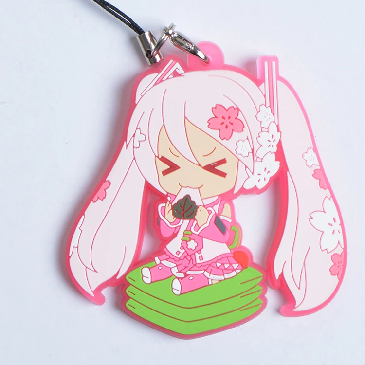 Hatsune Miku оригинальная японская аниме фигурка резиновая силиконовая сладкий запах подвеска на мобильный телефон/брелок/ремешок