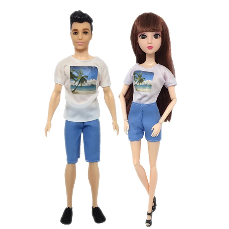 white 2sets clothes 2 компл./лот белого и черного цвета на каждый день Повседневное толстовки для влюбленных пар Одежда для куклы Барби, аксессуары для куклы Одежда для куклы Кен 1/6 детские игрушки - Цвет: white 2sets clothes
