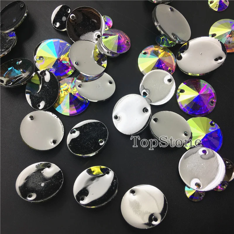 TopStone Crystal AB круглая Смола Rivoli Стразы шитье бисера Ювелирных изделий плоская
