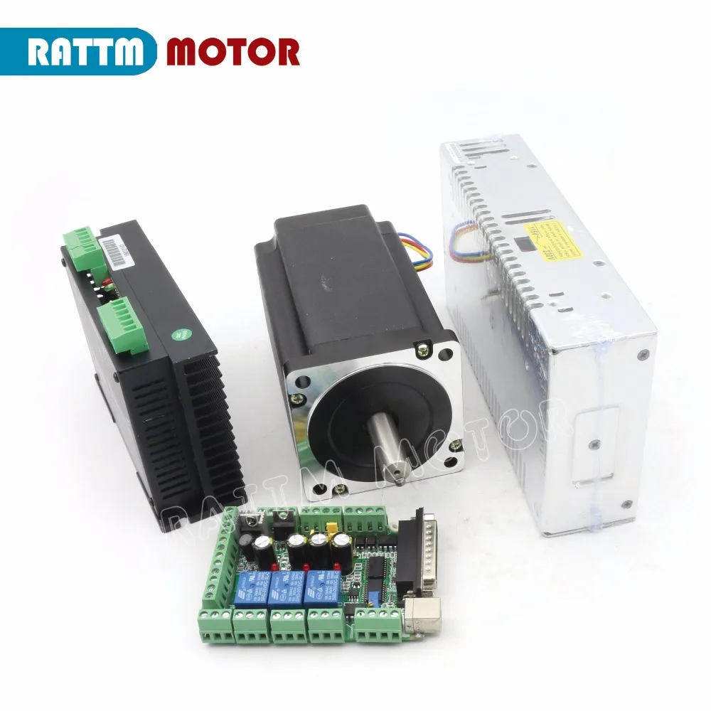 CNC шаговый двигатель комплект Nema34 (двойной вал) 154 мм/1600oz-in/5.0A и шаговый Драйвер 6A/80VDC 256 Microstep