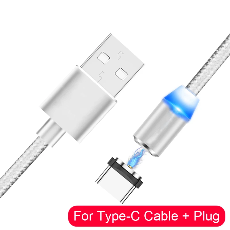 Магнитный usb-кабель для iPhone 11 XS XR X 8 7 6 S Plus 5 5S SE samsung type C, кабель для быстрой зарядки и передачи данных, кабель для мобильного телефона - Цвет: Silver Type C Cable