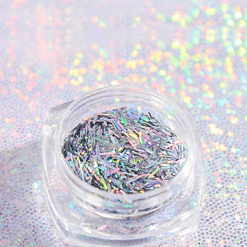 1 коробка лак для ногтей полоски лазерная вспышка порошок голографические