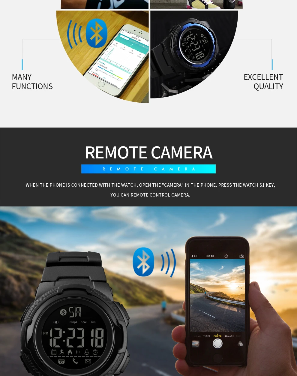 SKMEI мужские уличные спортивные часы Bluetooth цифровые часы мужские s Топ люксовый бренд водонепроницаемые военные умные часы Relogio Masculino