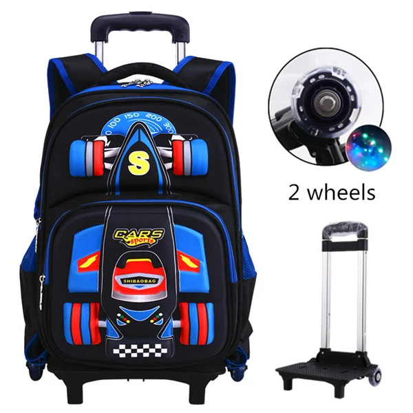 2 wheels blue Школьная сумка на колесиках, ортопедические школьные сумки для мальчиков и девочек, Детский водонепроницаемый школьный рюкзак для подростков, детские школьные рюкзаки - Цвет: 2 wheels blue