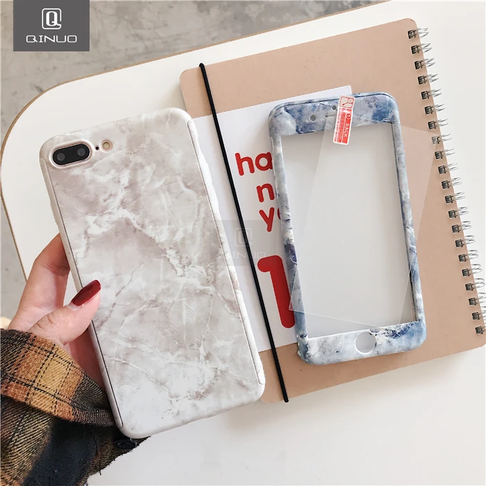 QINUO 360 Полный корпус жесткий чехол для телефона iphone 11 Pro Max XS X XR 6s 7 8 Plus 5 5S SE мрамор