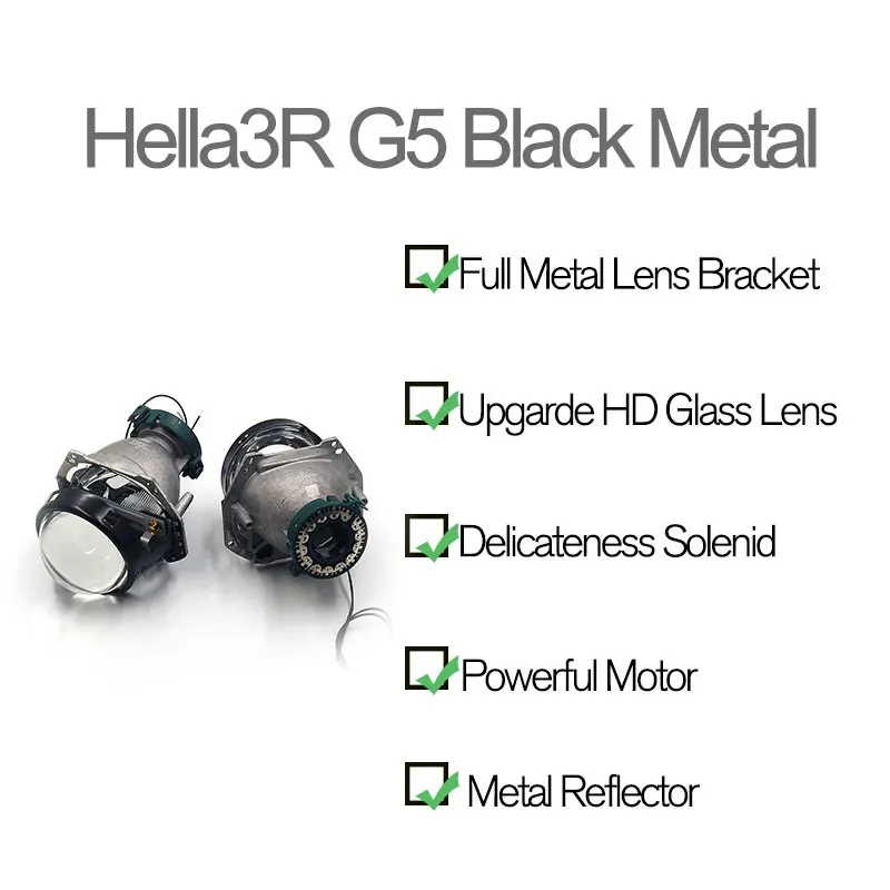 ROYALIN черный металл Hella 3R G5 автомобильный Стайлинг биксеноновые фары проектор Универсальный Авто HID D2S D2H Лампа Hi/lo модифицированный объектив
