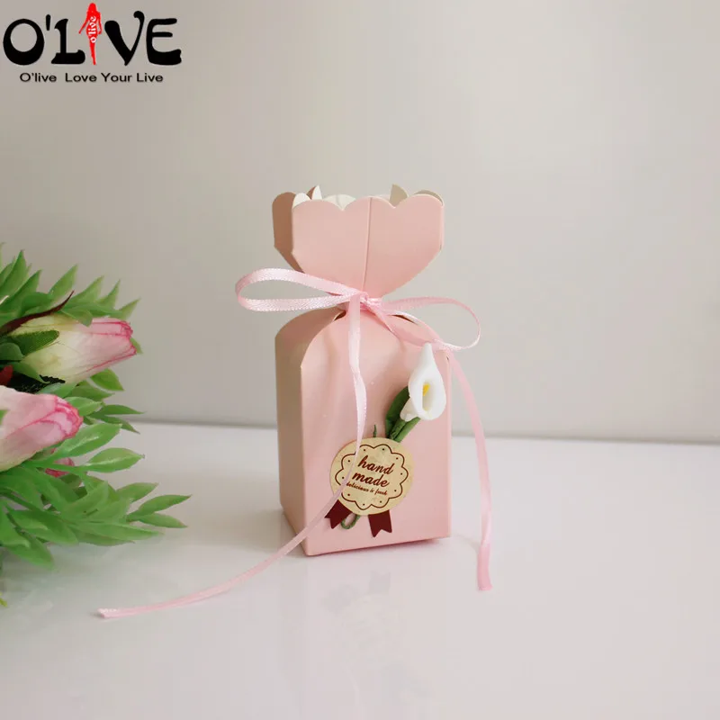 50 шт. подарочная коробка в форме вазы конфетная упаковка Calla Baby Shower коробки для