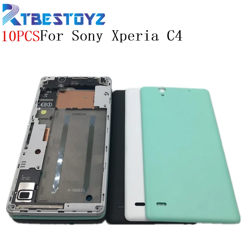 

RTBESTOYZ 10PCS Front Frame Bezel Housing LCD Screen Holder+Middle Frame Housing Plate Bezel For Sony Xperia C4 With Back Cover