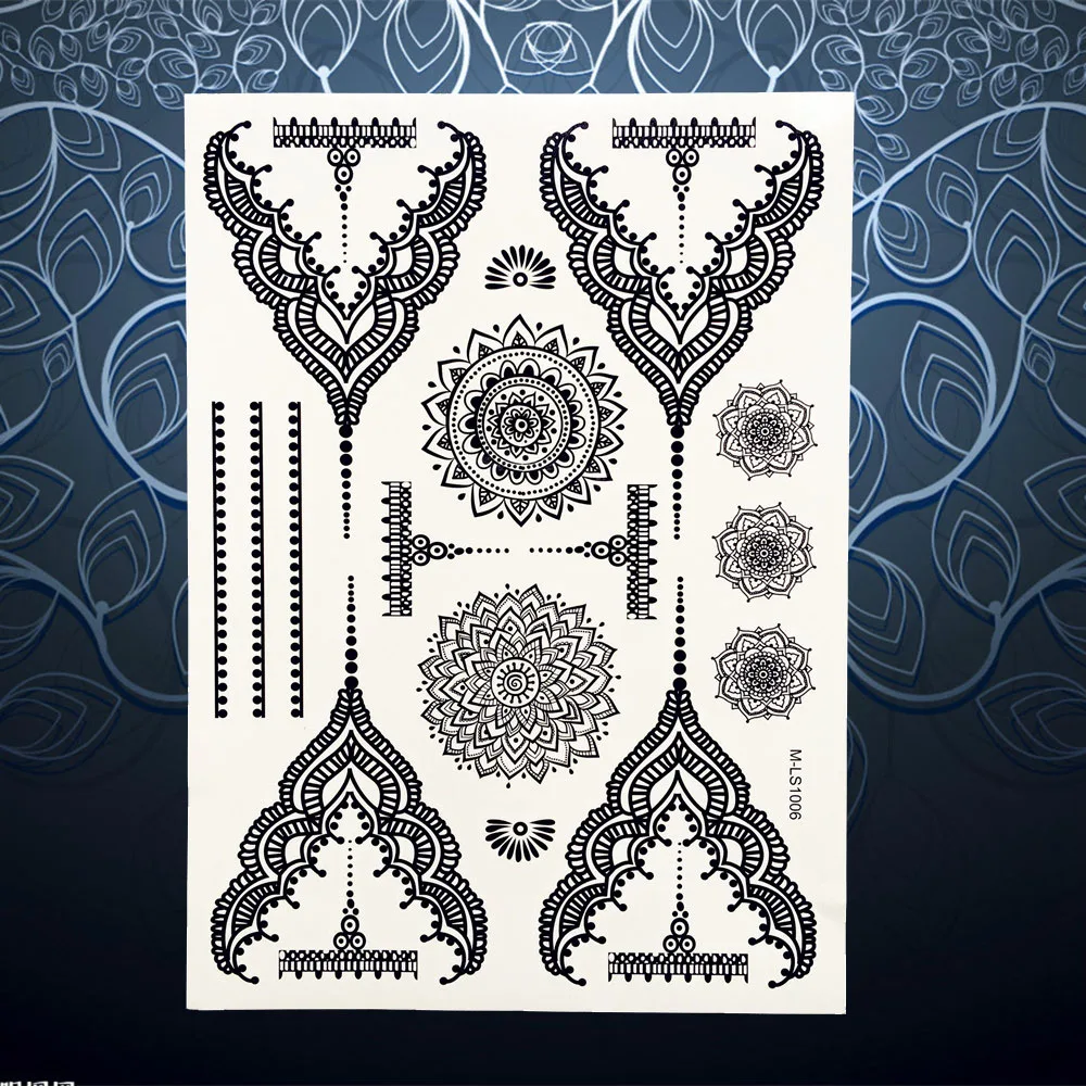 1 шт. сексуальные черные чернила хна тату цветок дизайн водонепроницаемые Пастер