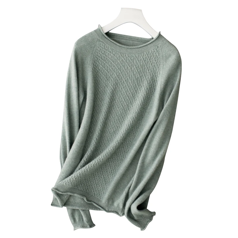 

BARESKIY2019 cashmere sweater women's new solid color cashmere sweater O-neck pullover sweater long-sleeved black women's jacket