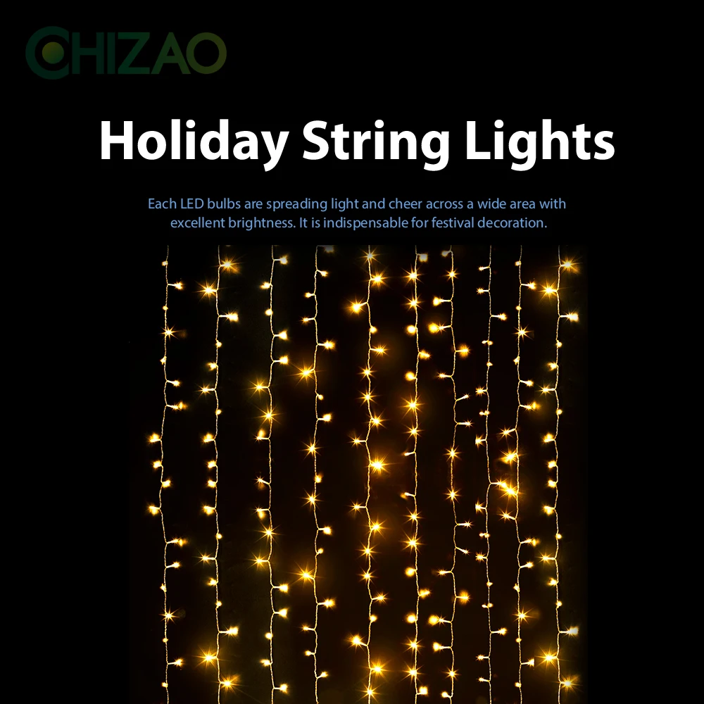 CHIZAO светодиодная занавеска Icicle String Light 220V 5M 300leds для помещений вечеринок