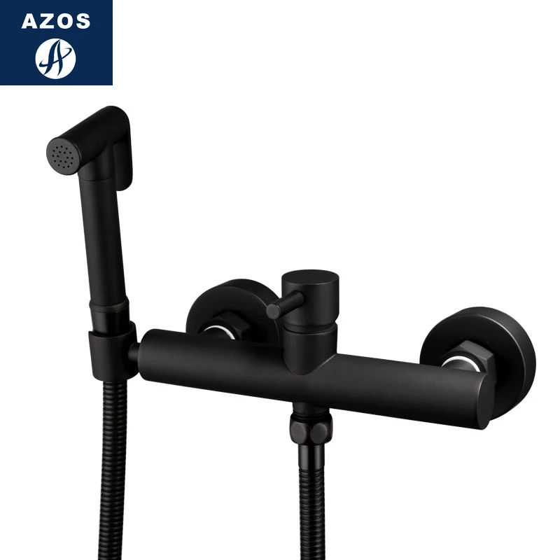 Azos биде кран под давлением спринклерной головки латунь черный переключатель