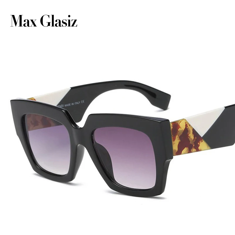 Женские и мужские Квадратные Солнцезащитные очки Max glasiz винтажные пластиковые