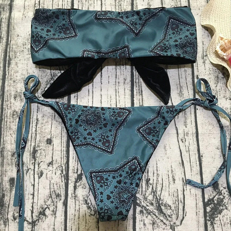 2018 Новый женский комплект бикини пуш ап с цветочным принтом Летний стиль