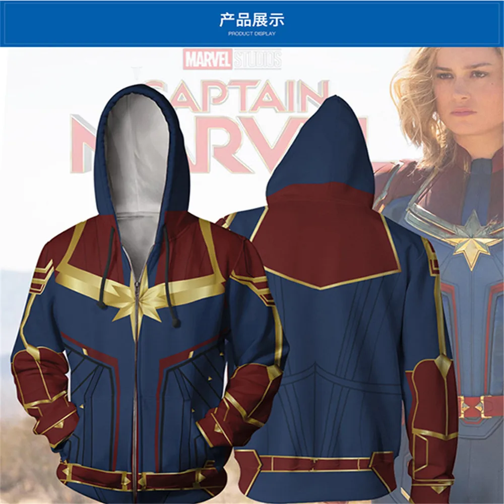 3D принт капитан Марвел Carol Danvers Ms Marvel костюмы толстовки спортивный костюм