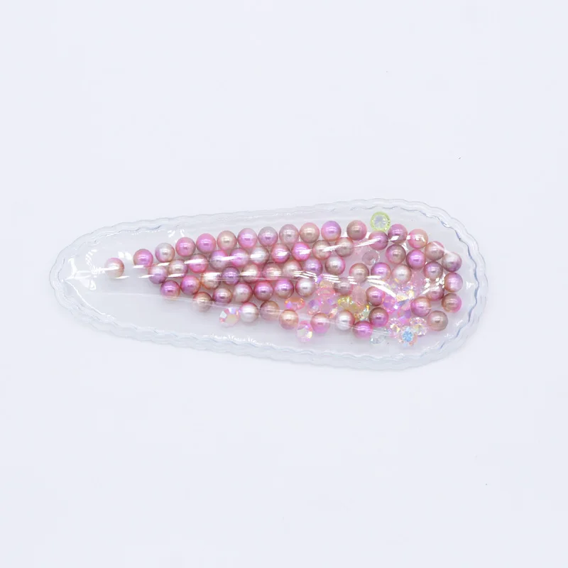 Colorful Pearl 6 шт. 80*32 мм прозрачные аппликации с Красочные Блестки жемчуг BB зажимы для DIY заколки для волос аксессуары ручной работы Ремесло Декор H26 - Цвет: Colorful Pearl