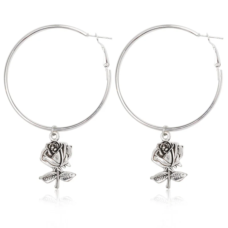 Винтажные большие висячие серьги в виде роз для женщин/девушек летняя бижутерия |