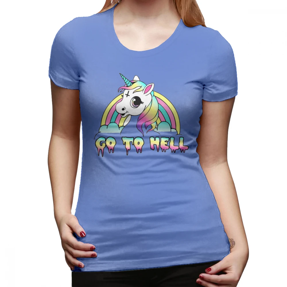Футболка Go To Hell Футболка с принтом единорога уличная одежда женская футболка Kawaii 100 хлопок короткий рукав XXL Женская футболка - Цвет: Армейский зеленый