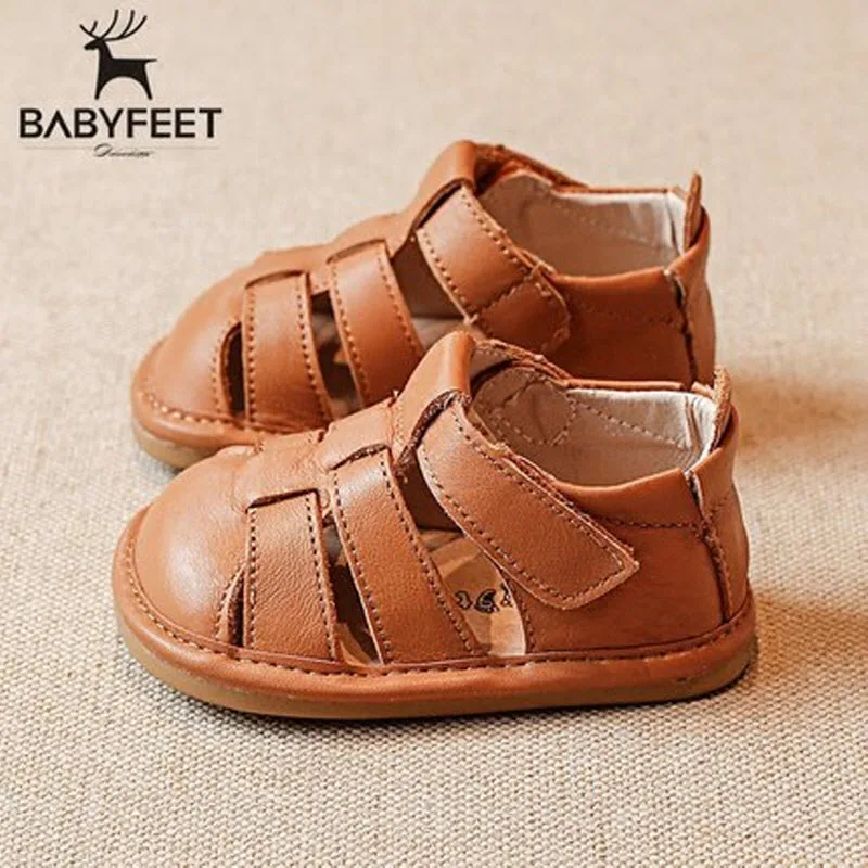 Babyfeet бренд 2018 летние пляжные сандалии дети с закрытым носком малыша мода Обувь из